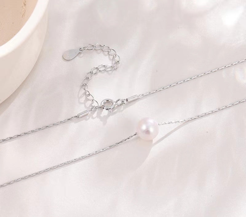 Genuine Freshwater Pearl Solid S925 Silver Planet Necklace