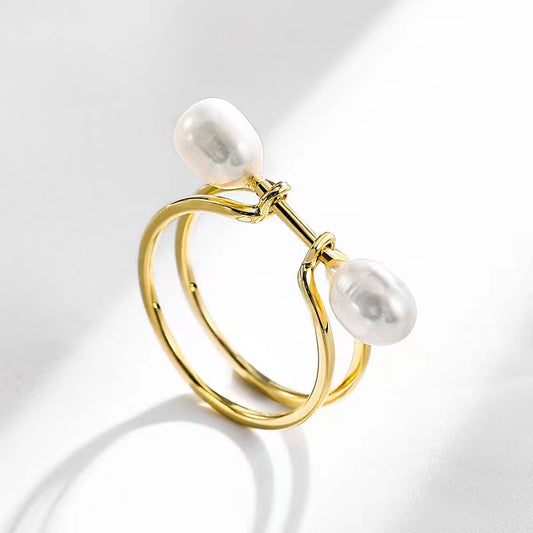 Genuine Freshwater Pearl Knot Ring