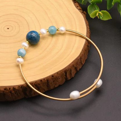 Genuine Freshwater Pearl & Aquamarine Bracelet (Limited Edition)