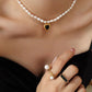 Genuine Freshwater Pearl Titanium Steel Cool Heart Necklace