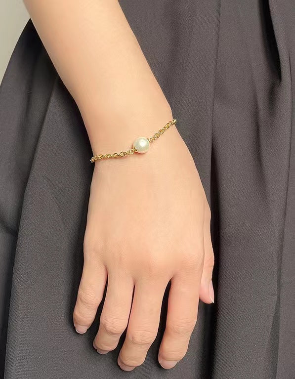 Genuine Baroque Pearl Solid S925 Silver Myth Chain Bracelet