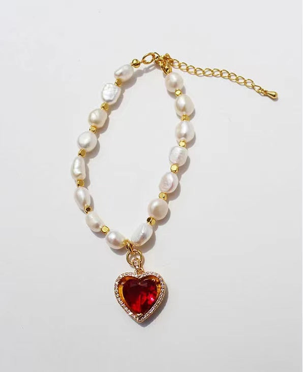 Genuine Freshwater Pearl Rainbow Heart Necklace