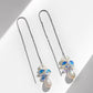 Genuine Freshwater Pearl Blue Flower Earrings
