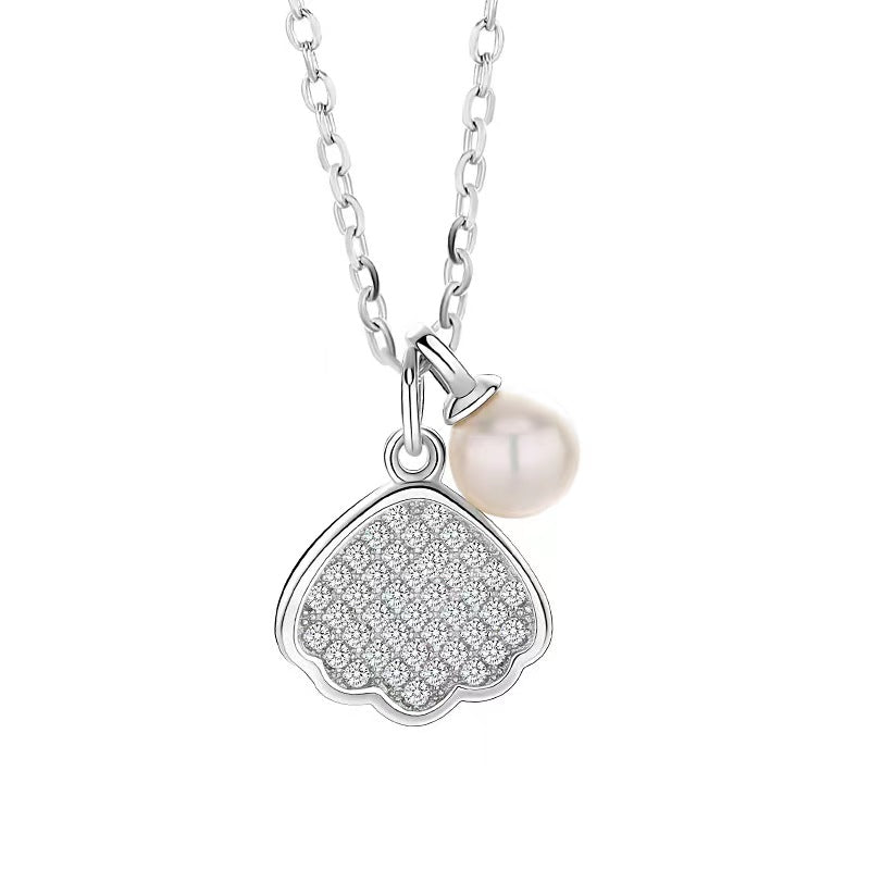 Genuine Baroque Pearl Solid S925 Silver Shell's Love Necklace