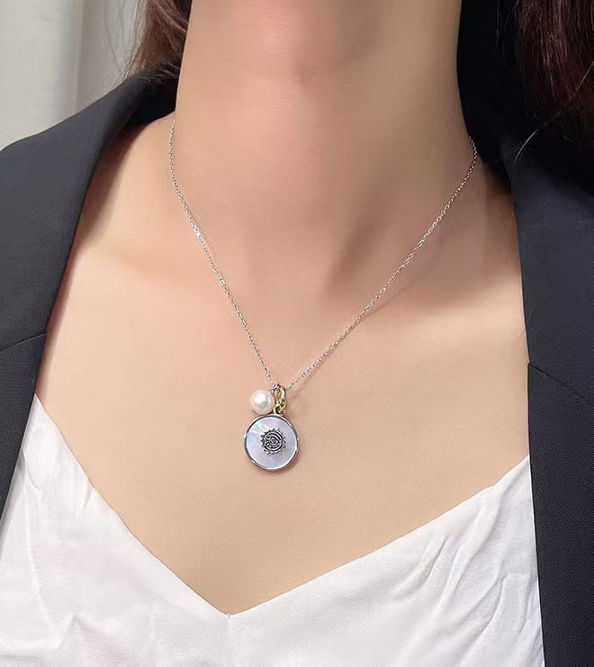 Genuine Freshwater Pearl Solid S925 Silver Eye Of Luck Necklace