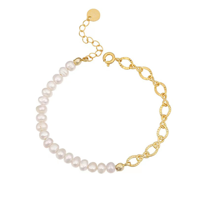 Genuine Freshwater Pearl Solid S925 Silver Goddess Bracelet