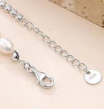 Genuine Freshwater Pearl Solid S925 Silver Shell Bracelet