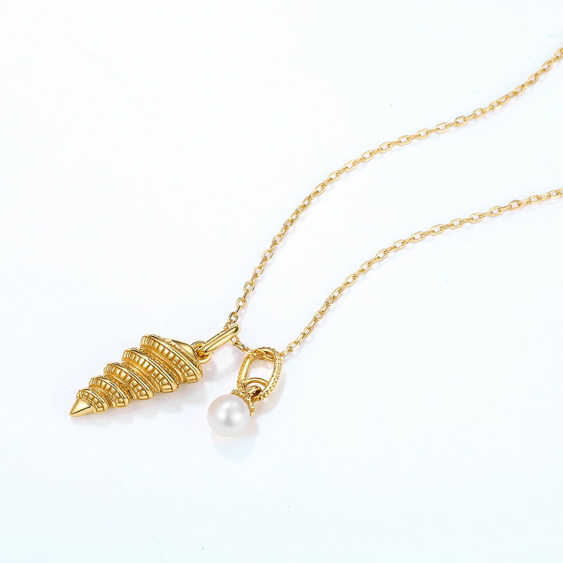 Genuine Natural Freshwater Pearl Golden Conch Necklace