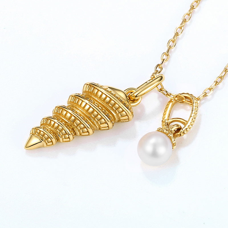 Genuine Natural Freshwater Pearl Golden Conch Necklace