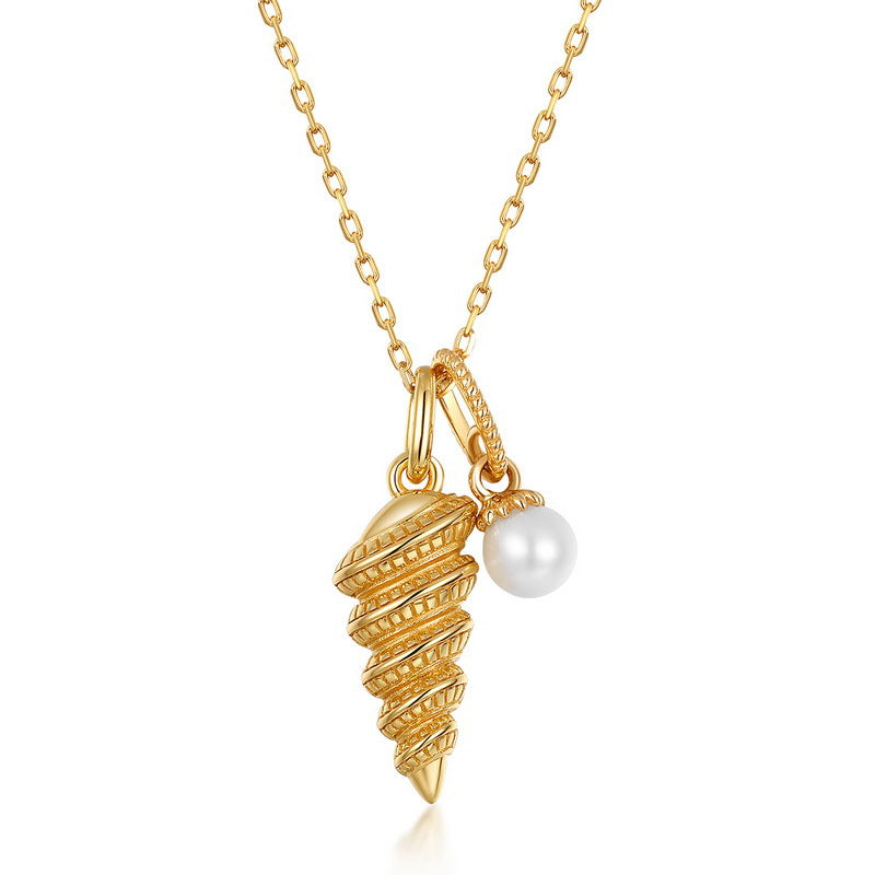 Genuine Natural Freshwater Pearl Golden Conch Necklace