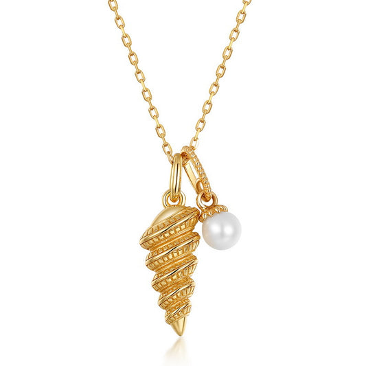 Genuine Natural Freshwater Pearl Golden Conch Necklace