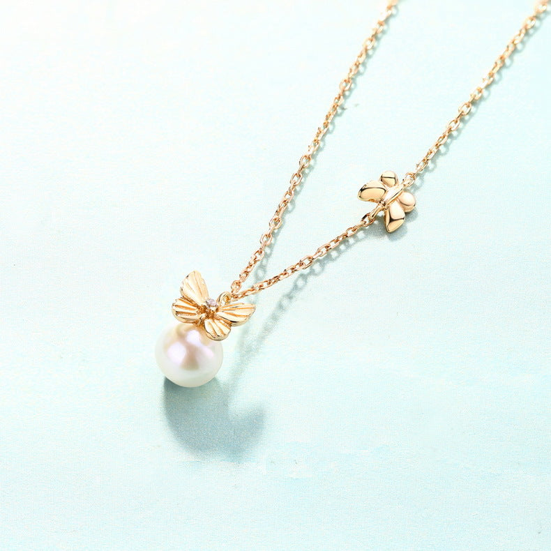 Genuine Natural Freshwater Pearl Butterflies Flying Necklace