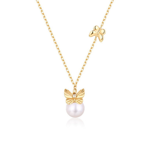 Genuine Natural Freshwater Pearl Butterflies Flying Necklace