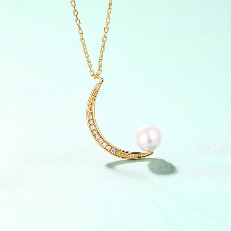 Genuine Natural Freshwater Pearl Moon Boat Necklace