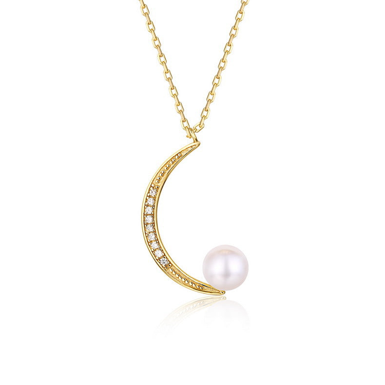 Genuine Natural Freshwater Pearl Moon Boat Necklace