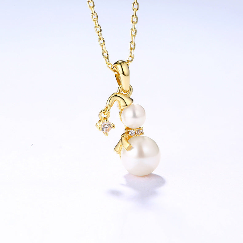 Genuine Natural Freshwater Pearl Snowman Pendant