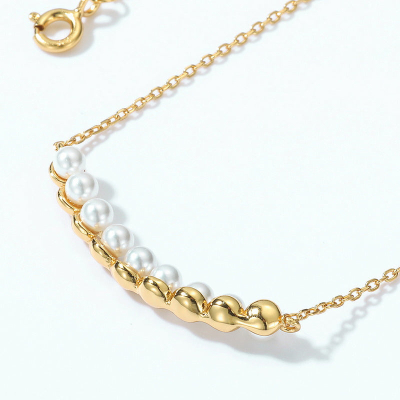 Handcrafted Shell Pearl Moon Bridge Necklace