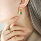 Genuine Freshwater Pearl Titanium Steel Green Dewdrop Earrings