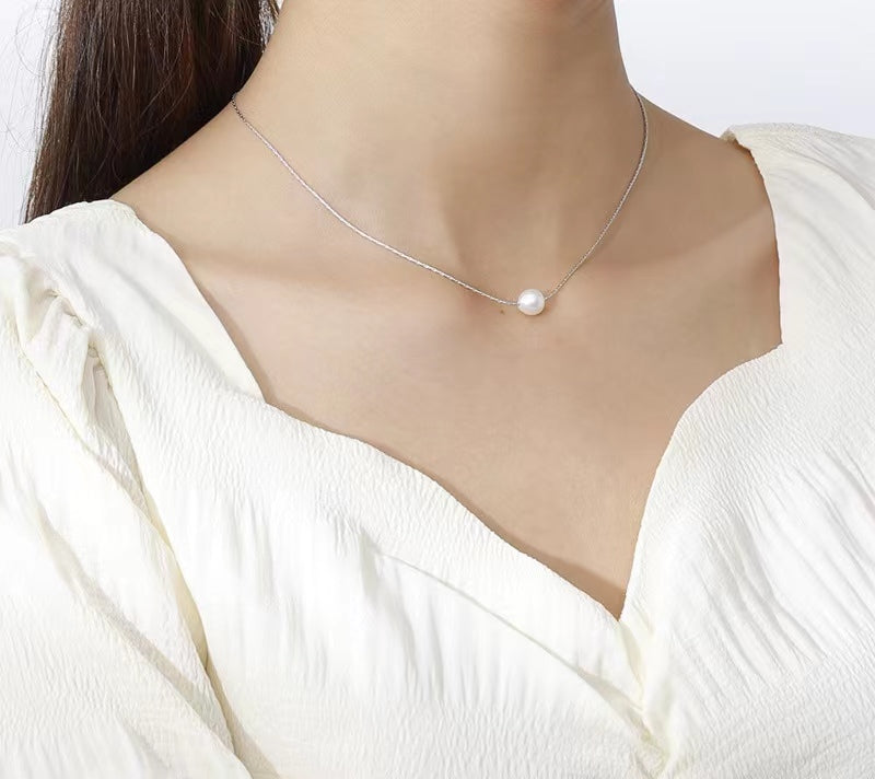 Genuine Freshwater Pearl Solid S925 Silver Planet Necklace