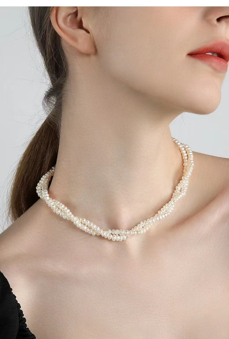 Genuine Freshwater Pearl Love Twist Necklace