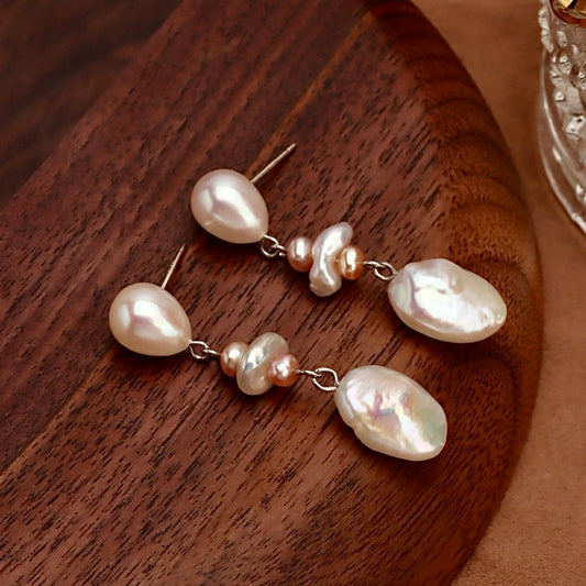 Genuine Freshwater Baroque Pearl Raspberry Earrings