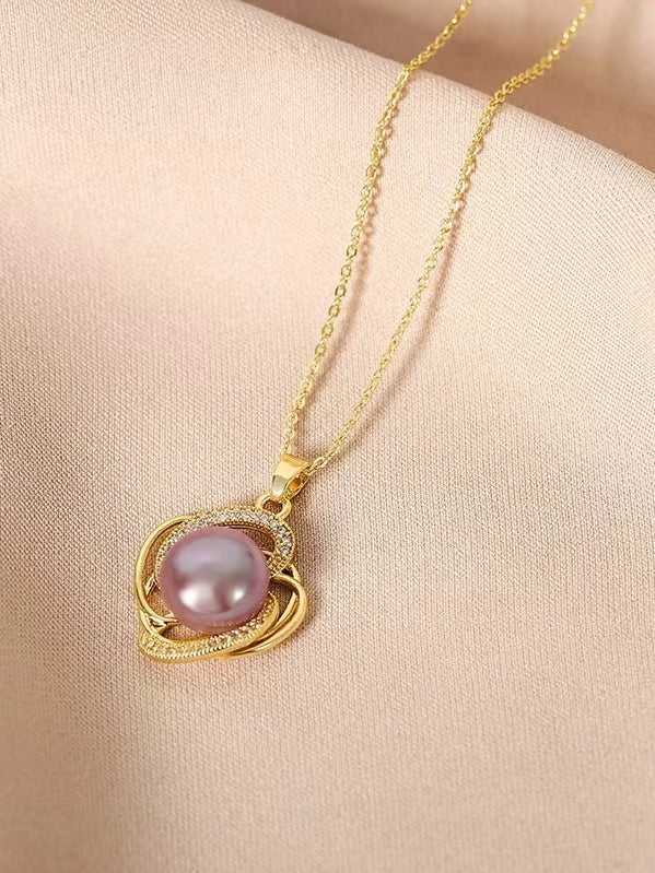 Genuine Freshwater Pearl Rose Necklace