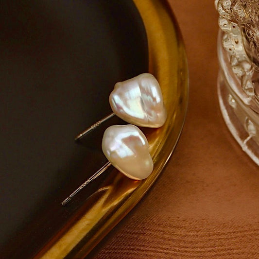 Genuine Freshwater Baroque Pearl Mushroom Earrings