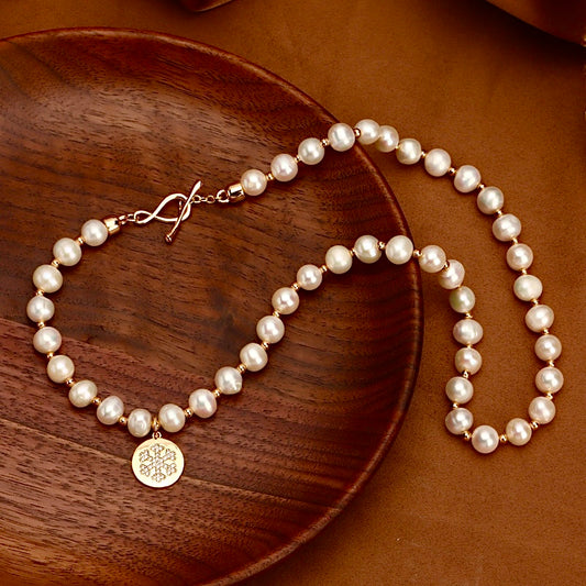 Genuine Freshwater Baroque Pearl Snowflake Necklace