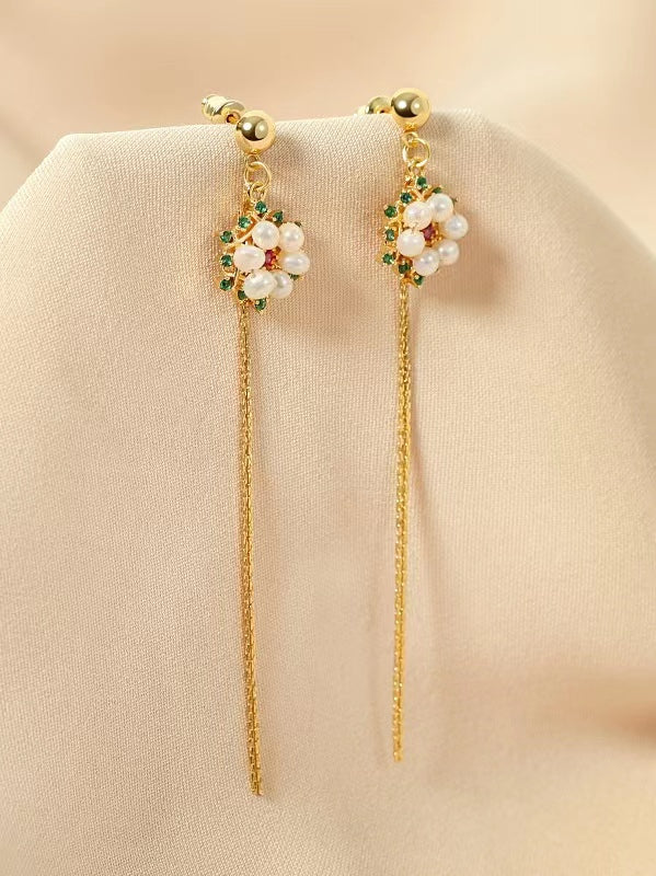 Genuine Freshwater Pearl Flower Earrings