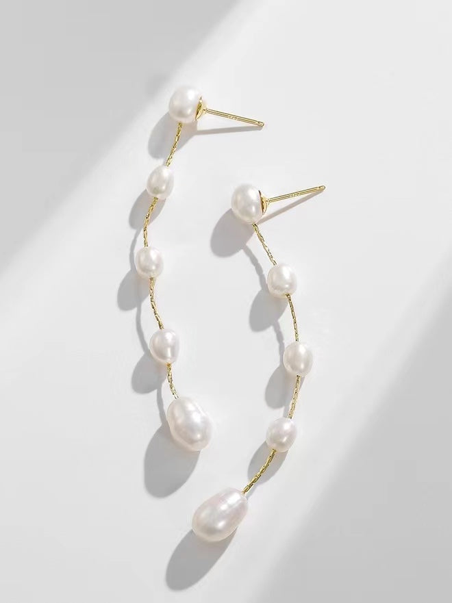 Genuine Freshwater Pearls Morning Tear Earrings