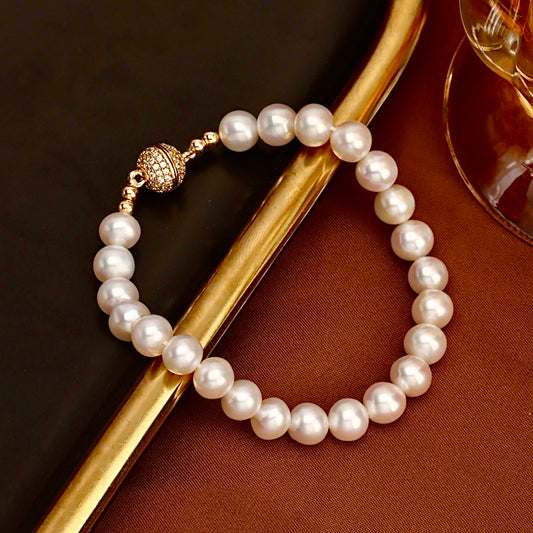 Genuine Freshwater Baroque Pearl Golden Planet Bracelet