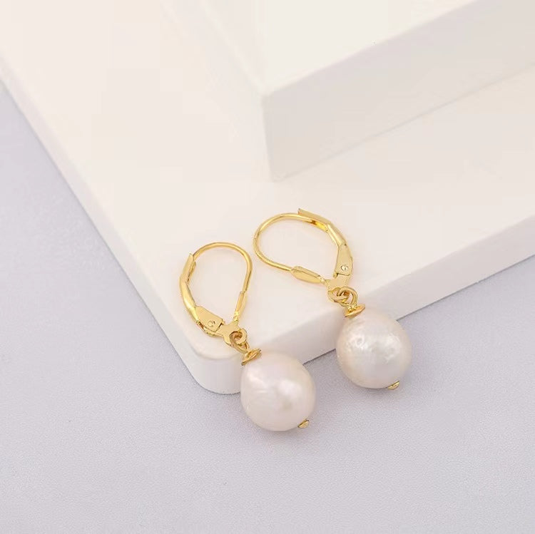 Genuine Baroque Pearl Solid S925 Silver Lantern Earrings