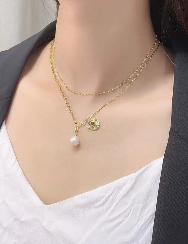 Genuine Baroque Pearl Solid S925 Silver Meteor Trail Necklace