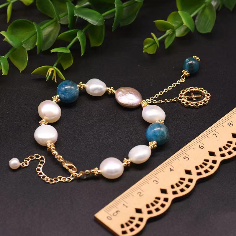 Genuine Freshwater Baroque Pearl Kyanite Bracelet (Limited Edition)