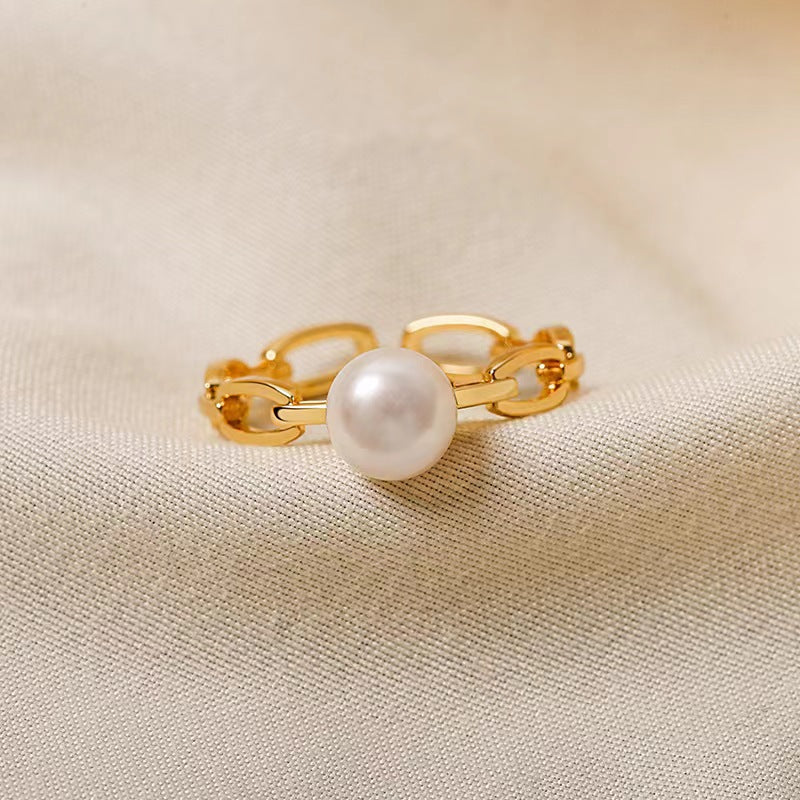 Genuine Freshwater Pearl Linked Ring