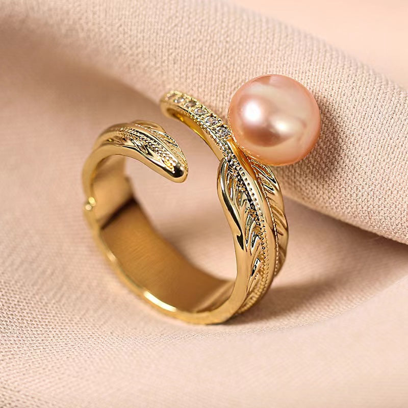 Genuine Freshwater Pearl Leafy Ring