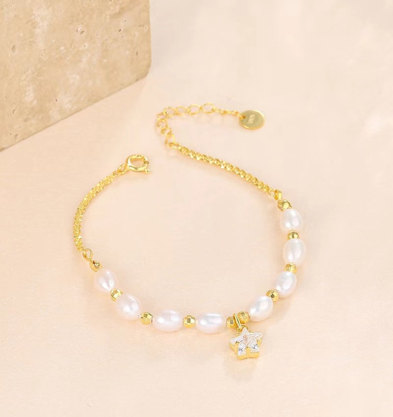 Genuine Freshwater Pearl Solid S925 Silver Meteor Bracelet