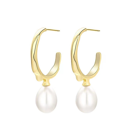 Genuine Baroque Pearl Solid S925 Silver Bird Bone Earrings