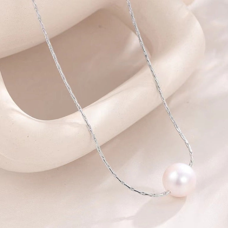 Genuine Freshwater Pearl Solid S925 Silver Planet Necklace