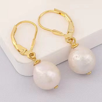 Genuine Baroque Pearl Solid S925 Silver Lantern Earrings