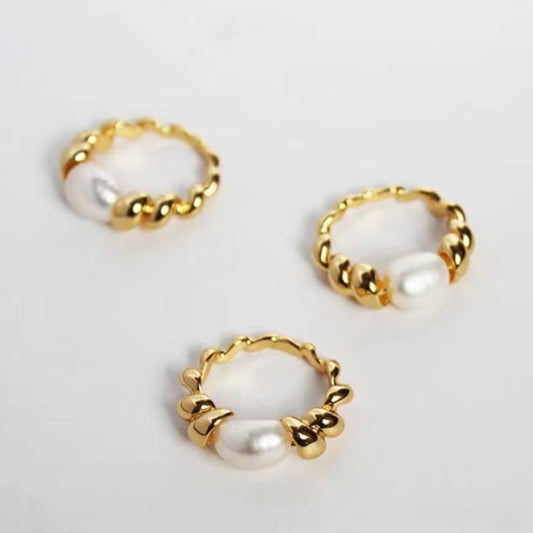 Genuine Freshwater Pearl Gold Bean Ring