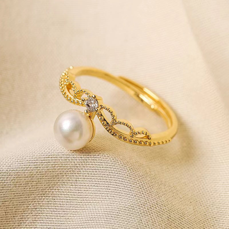 Genuine Freshwater Pearl Crown Ring