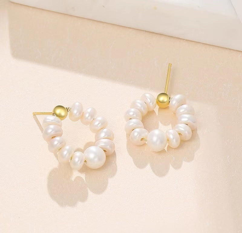 Genuine Baroque Pearl Eternity Earrings