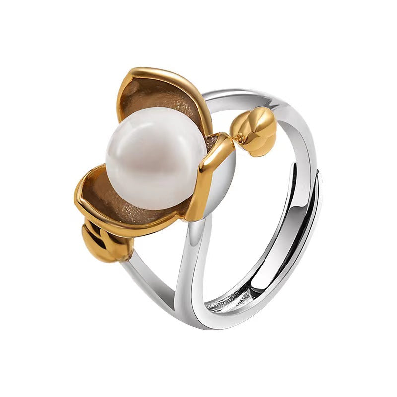 Genuine Freshwater Pearl Flower Ring