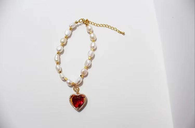 Genuine Freshwater Pearl Rainbow Heart Necklace