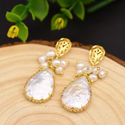 Genuine Freshwater Baroque Pearl Tulip Earrings (Limited Edition)
