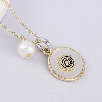 Genuine Freshwater Pearl Solid S925 Silver Eye Of Luck Necklace