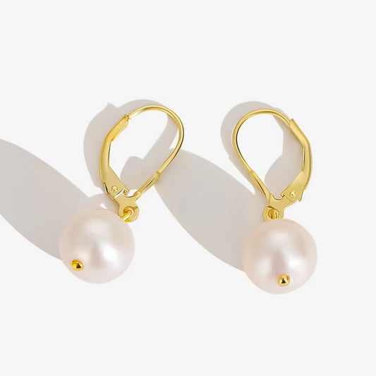 Genuine Baroque Pearl Solid S925 Silver Lantern Earrings