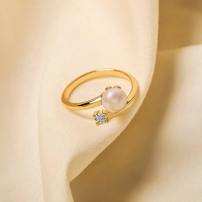 Genuine Freshwater Pearl Sparkle Ring