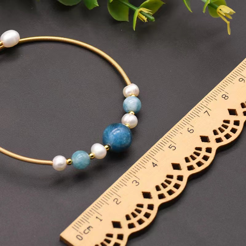 Genuine Freshwater Pearl & Aquamarine Bracelet (Limited Edition)